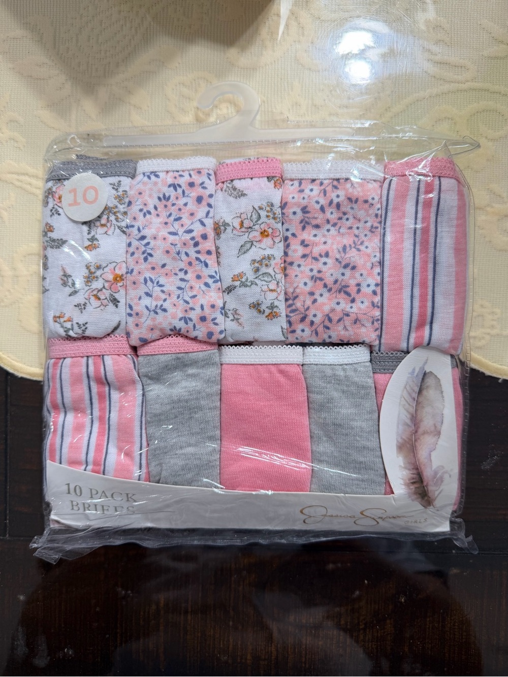 Jessica Simpson Girls 10-Pack Briefs in Pink, Gray & White